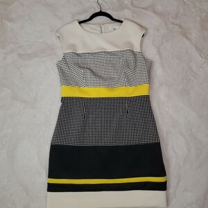 Sandra Darren Dress Blk/White Yellow Size 14